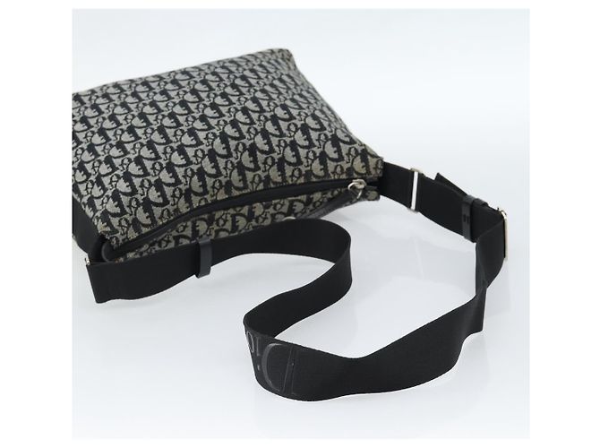 Borsa a tracolla Christian Dior Trotter Canvas Nera Argento Autentica 183317A Nero - vista 7