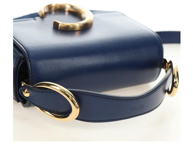 Chloé Chloe Chloe C Handtasche aus Leder 2way Blau Gold Auth 181830M Golden - Ansicht 6