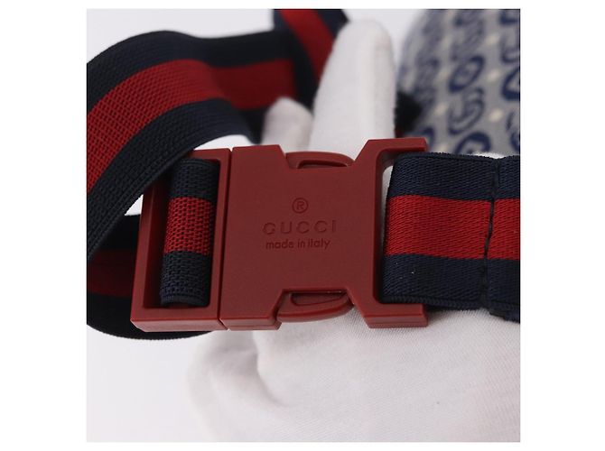 GUCCI Sherry Line Waist bag Canvas Navy Silver Red 502095 Auth 183093M Argento Rosso Blu navy - vista 16