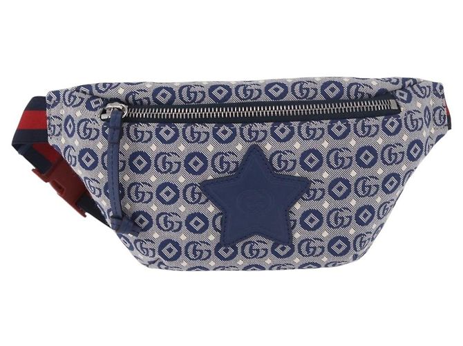 GUCCI Sherry Line Waist bag Canvas Navy Silver Red 502095 Auth 183093M Argento Rosso Blu navy - vista 2