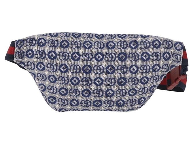 GUCCI Sherry Line Waist bag Canvas Navy Silver Red 502095 Auth 183093M Argento Rosso Blu navy - vista 3