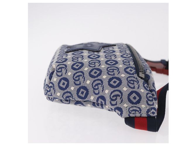 GUCCI Sherry Line Waist bag Canvas Navy Silver Red 502095 Auth 183093M Argento Rosso Blu navy - vista 4