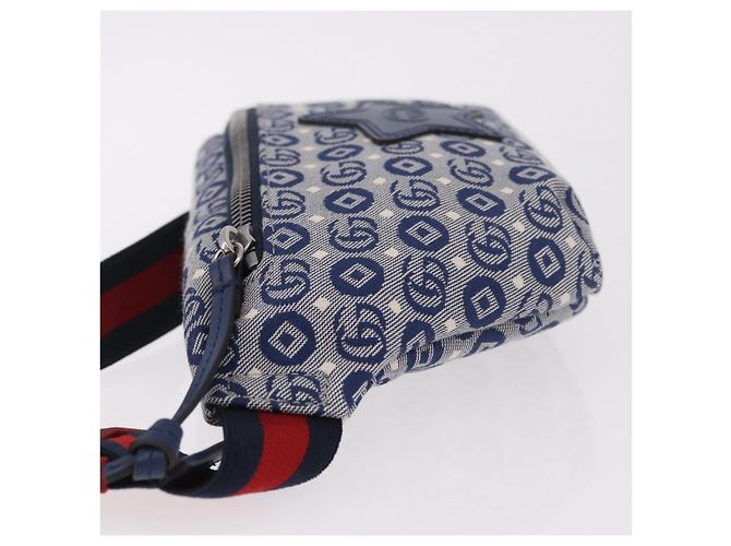 GUCCI Sherry Line Waist bag Canvas Navy Silver Red 502095 Auth 183093M Argento Rosso Blu navy - vista 5