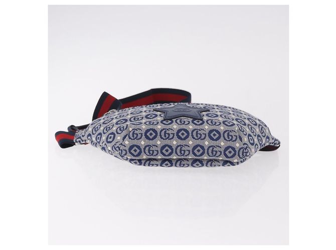 GUCCI Sherry Line Waist bag Canvas Navy Silver Red 502095 Auth 183093M Argento Rosso Blu navy - vista 9