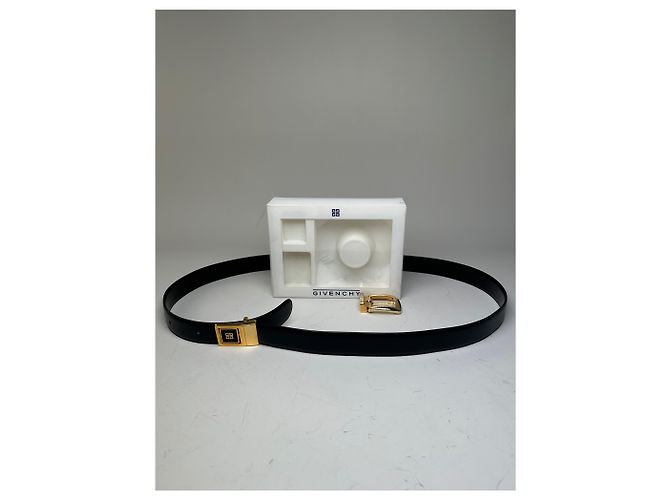 Vintage Givenchy Ledergürtel mit 4G Logo Schwarz Gold - Ansicht 12