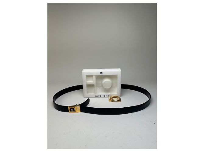 Vintage Givenchy Ledergürtel mit 4G Logo Schwarz Gold - Ansicht 3