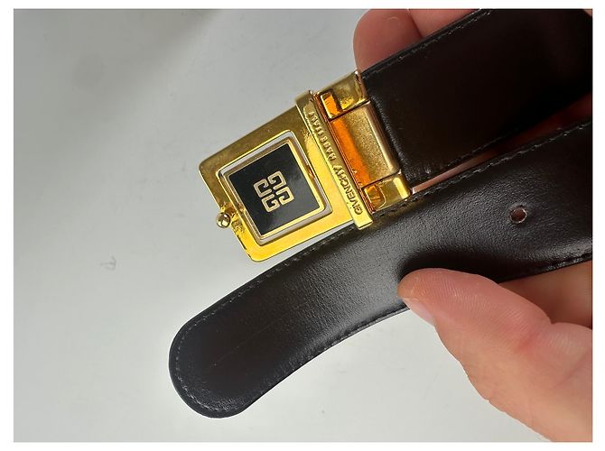 Vintage Givenchy Ledergürtel mit 4G Logo Schwarz Gold - Ansicht 7