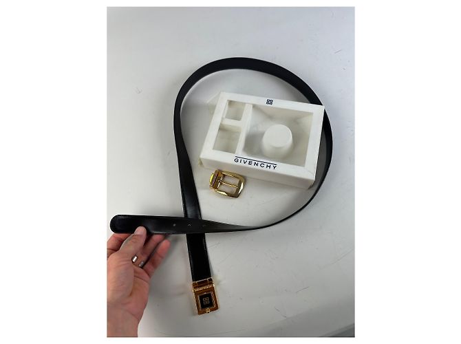 Vintage Givenchy Ledergürtel mit 4G Logo Schwarz Gold - Ansicht 9