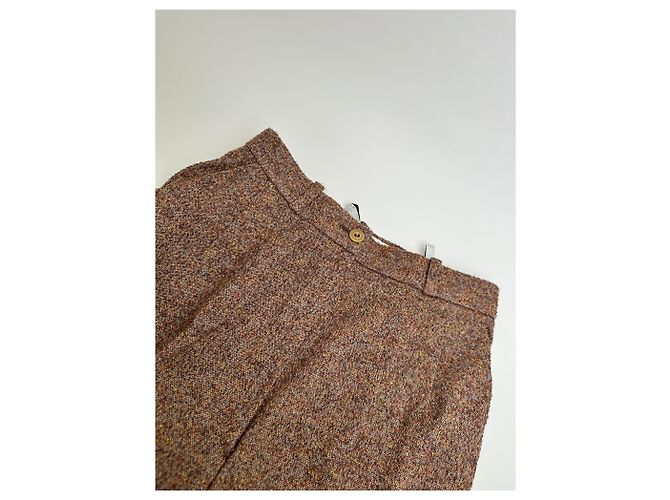 Vintage Chloé Wollhose Rostbraun Creme M - Ansicht 4