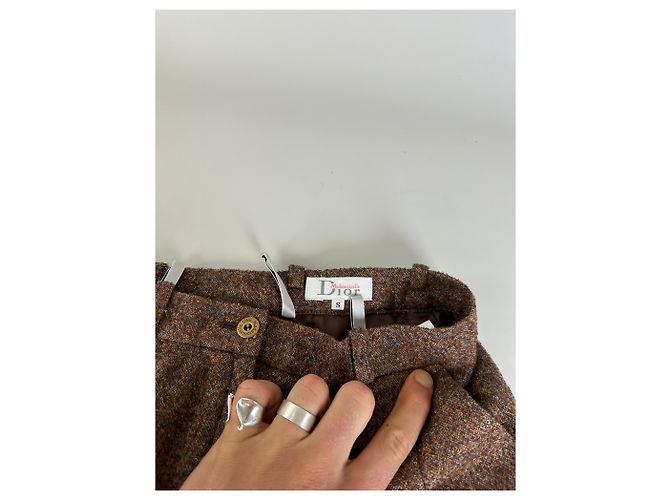 Vintage Chloé Wollhose Rostbraun Creme M - Ansicht 8