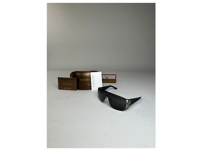 Occhiali da Sole Gucci Vintage Wide Arm Nero Oro c. 2000 - vista 11