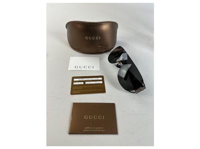 Occhiali da Sole Gucci Vintage Wide Arm Nero Oro c. 2000 - vista 14