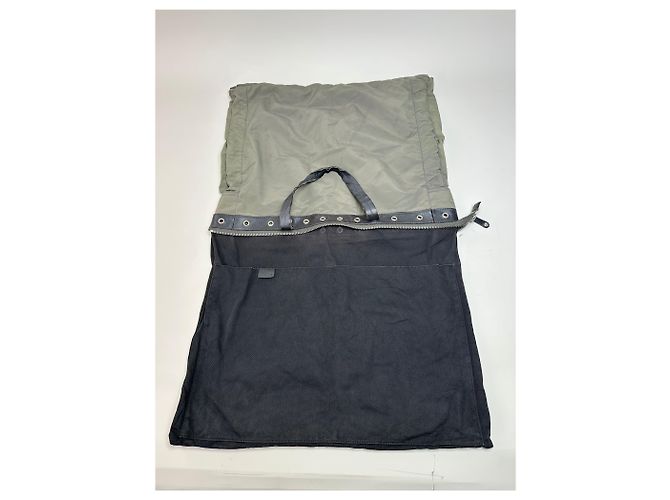 Céline Vintage Celine Nylon Tote mit Lederbesatz Olive Black Grün - Ansicht 3