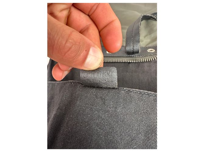 Céline Vintage Celine Nylon Tote mit Lederbesatz Olive Black Grün - Ansicht 5