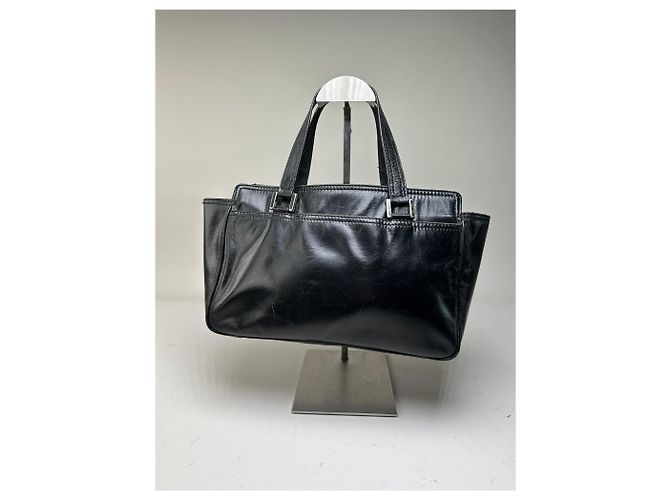Vintage Givenchy Ledertasche Schwarz Silber - Ansicht 11
