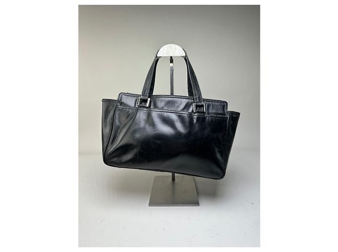 Vintage Givenchy Ledertasche Schwarz Silber - Ansicht 2