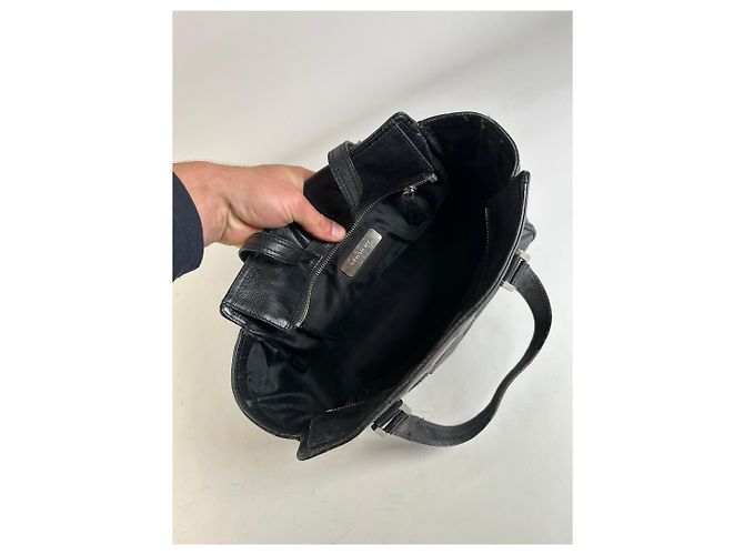 Vintage Givenchy Ledertasche Schwarz Silber - Ansicht 3