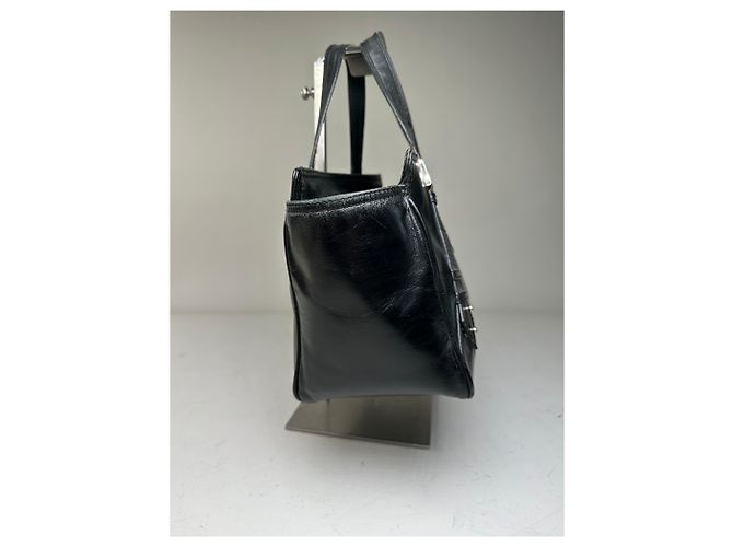 Vintage Givenchy Ledertasche Schwarz Silber - Ansicht 6
