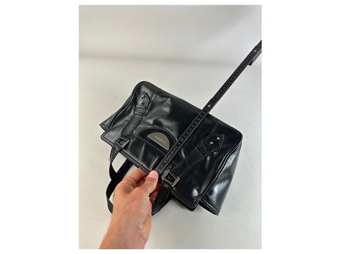 Vintage Givenchy Ledertasche Schwarz Silber - Ansicht 8