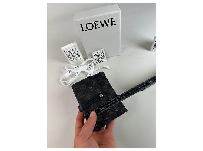 Vintage Loewe Anagram Canvas Wallet Black Silver - view 10