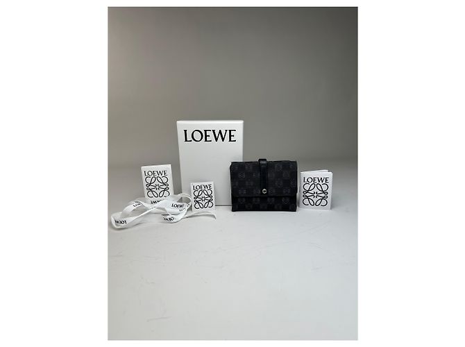 Vintage Loewe Anagram Canvas Wallet Black Silver - view 11