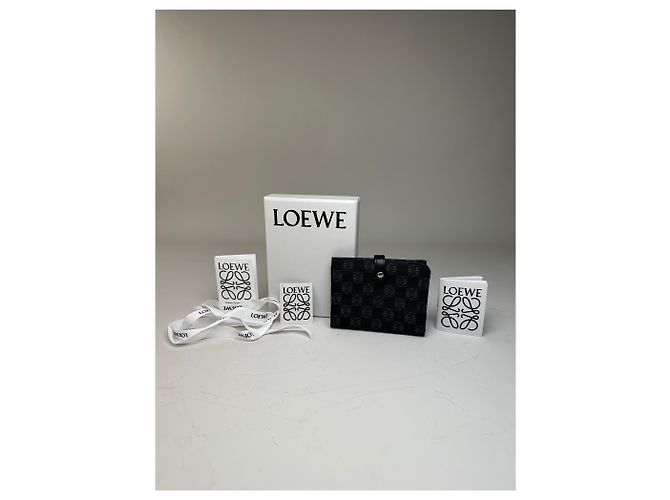 Vintage Loewe Anagram Canvas Wallet Black Silver - view 2