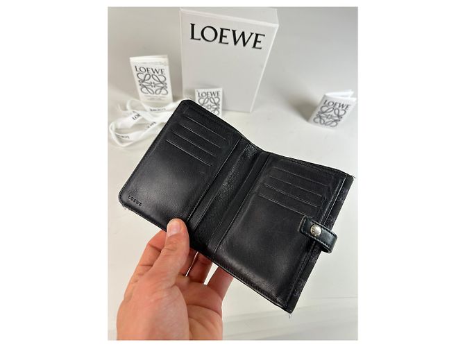 Vintage Loewe Anagram Canvas Wallet Black Silver - view 3