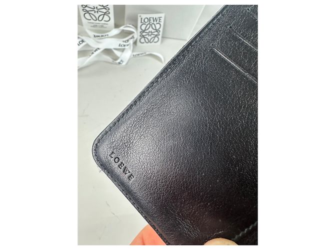 Vintage Loewe Anagram Canvas Wallet Black Silver - view 4
