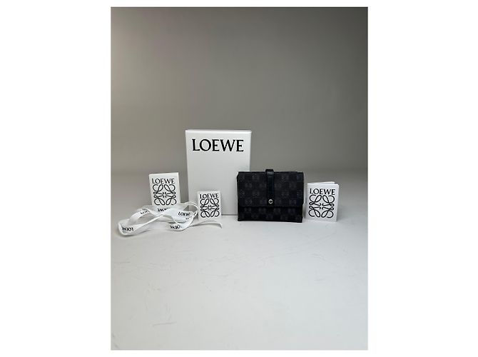 Vintage Loewe Anagram Canvas Wallet Black Silver - view 5