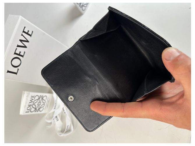 Vintage Loewe Anagram Canvas Wallet Black Silver - view 6