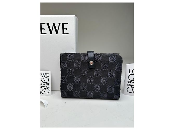 Vintage Loewe Anagram Canvas Wallet Black Silver - view 7