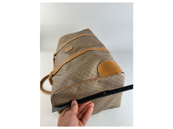 Céline Vintage Celine Canvas Duffle Bag Beige Braun Gold - Ansicht 10