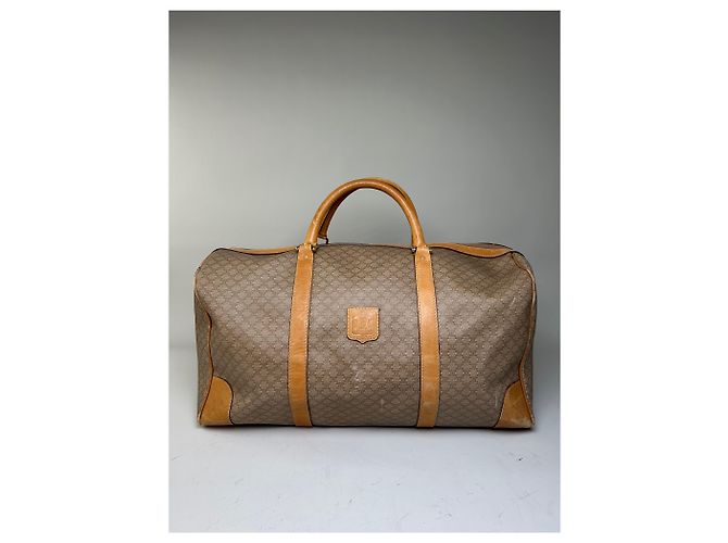 Céline Vintage Celine Canvas Duffle Bag Beige Braun Gold - Ansicht 5