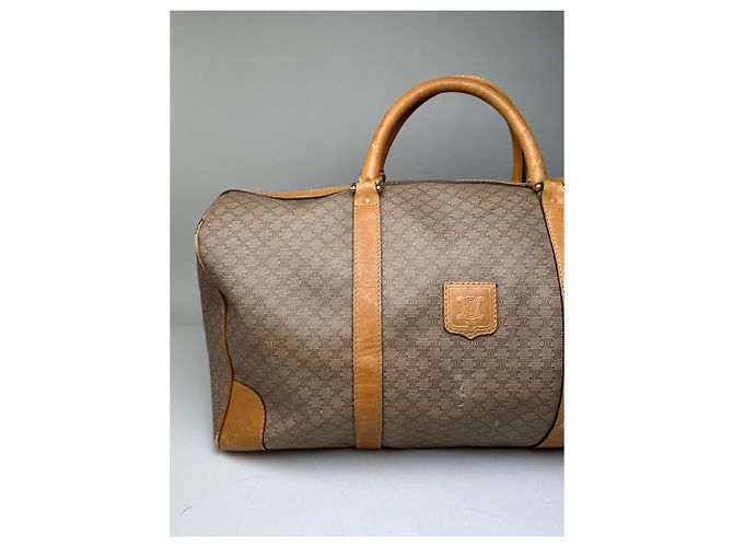 Céline Vintage Celine Canvas Duffle Bag Beige Braun Gold - Ansicht 6