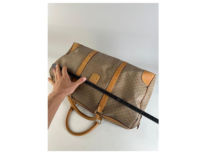Céline Vintage Celine Canvas Duffle Bag Beige Braun Gold - Ansicht 9
