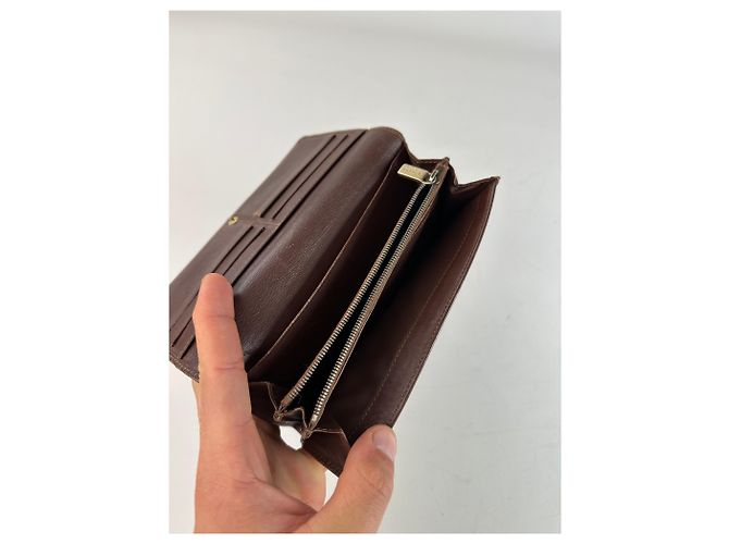 Céline Vintage Celine Macadam Canvas Wallet Blue Beige Gold - view 7