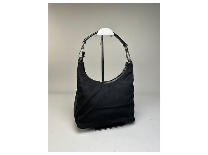 Vintage Gucci Nylon Shoulder Bag Black Silver - view 14