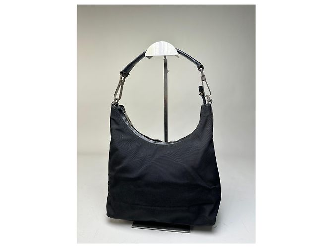 Vintage Gucci Nylon Shoulder Bag Black Silver - view 2