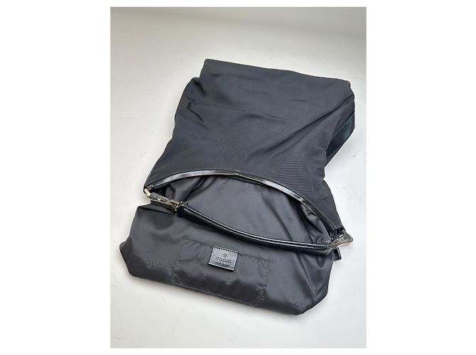 Vintage Gucci Nylon Shoulder Bag Black Silver - view 3