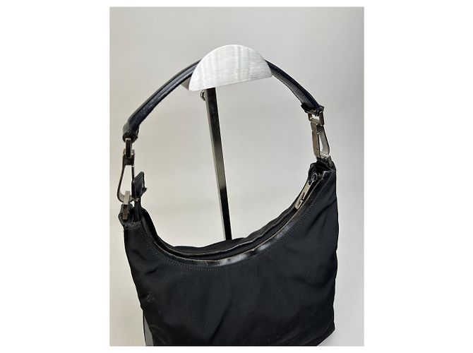 Vintage Gucci Nylon Shoulder Bag Black Silver - view 6