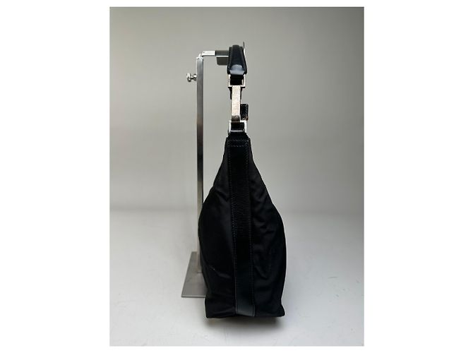 Vintage Gucci Nylon Shoulder Bag Black Silver - view 7