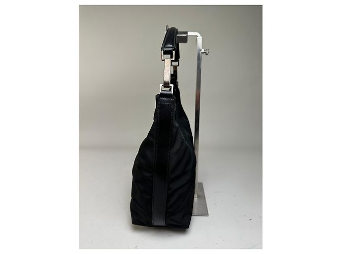 Vintage Gucci Nylon Shoulder Bag Black Silver - view 9