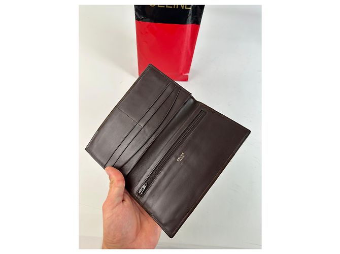 Céline Vintage Celine Suede Studded Wallet Brown Gold - view 6