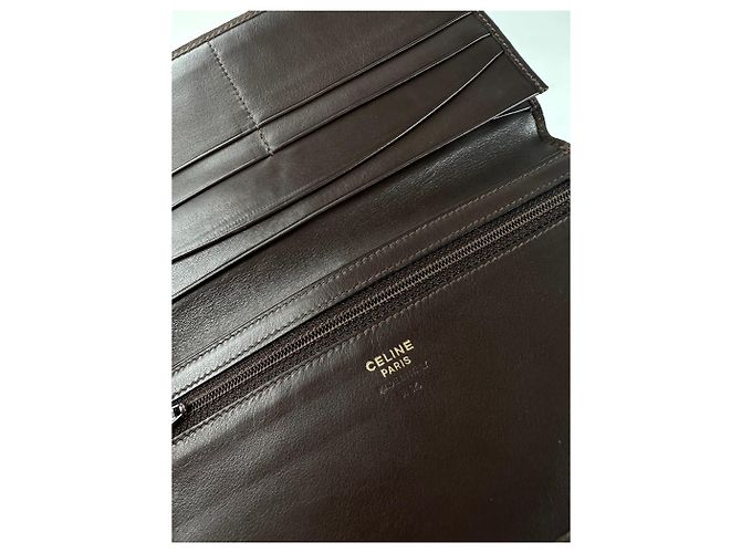 Céline Vintage Celine Suede Studded Wallet Brown Gold - view 7