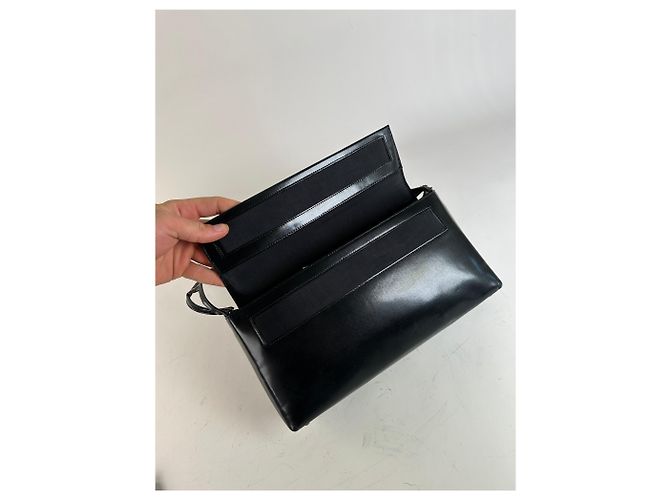 Vintage Givenchy Lederschultertasche Schwarz Silber - Ansicht 5