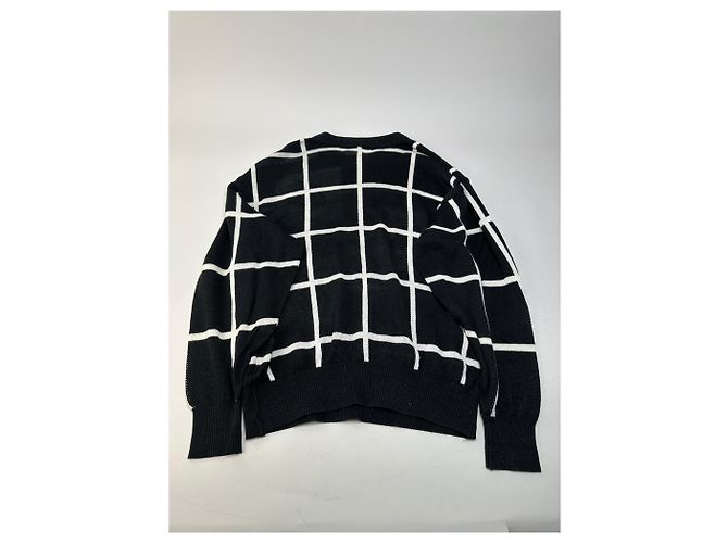 Vintage Balenciaga Leinen-Baumwoll-Pullover Schwarz Weiß M - Ansicht 10