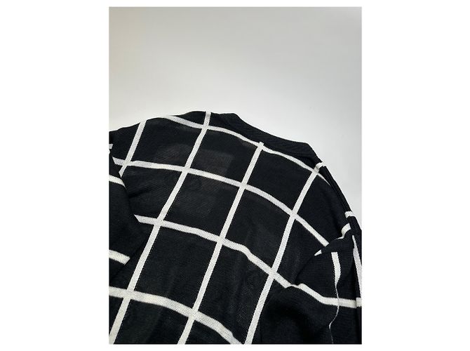 Vintage Balenciaga Leinen-Baumwoll-Pullover Schwarz Weiß M - Ansicht 11