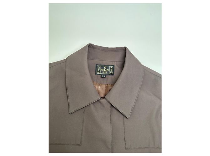 Vintage Fendi Jeans Nylon Jacke Dunkelbraun M - Ansicht 6