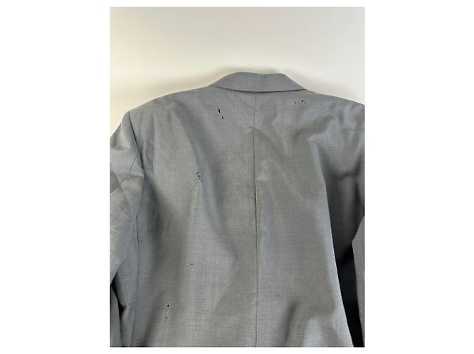Vintage Dior Wool Blazer Gray Gold Buttons M Grey - view 11
