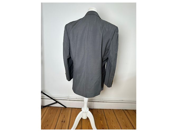 Vintage Dior Wool Blazer Gray Gold Buttons M Grey - view 4